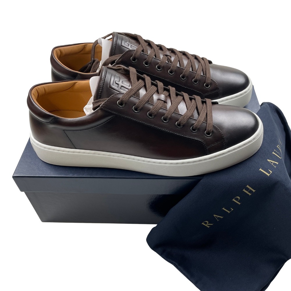 Ralph Lauren Purple Label Severn Sneakers 11 D New NIB Brown Calf Leather Italy